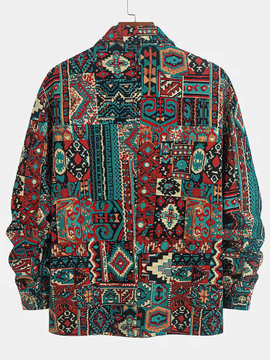 Anoxina Multicolor Tribal Patchwork Men's Full Sleeve Casual Shirt