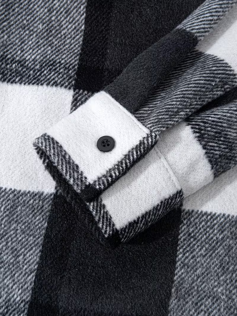 Anoxina Black & White Plaid Check Men's Full Sleeve Casual Shirt