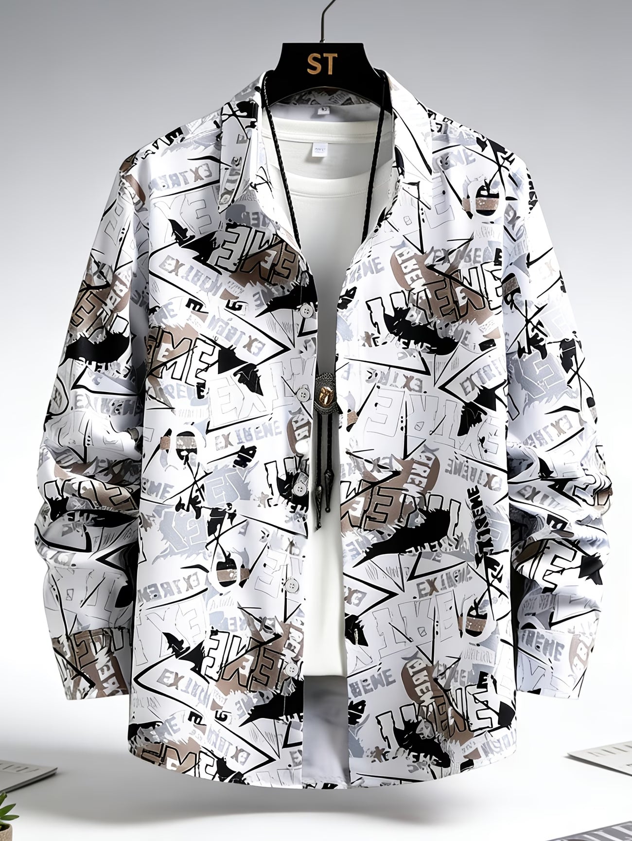 Anoxina White Graphic Print Full Sleeve Shirt
