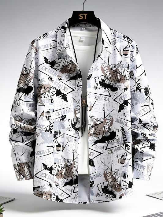 Anoxina White Graphic Print Full Sleeve Shirt