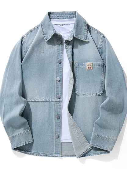 Anoxina Light Blue Denim Men's Full Sleeve Casual Overshirt
