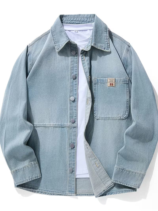 Anoxina Light Blue Denim Men's Full Sleeve Casual Overshirt