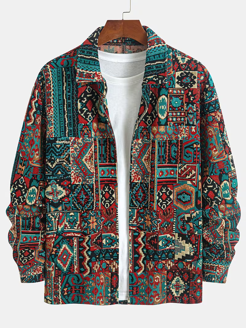 Anoxina Multicolor Tribal Patchwork Men's Full Sleeve Casual Shirt
