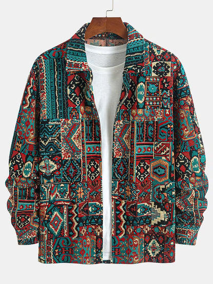Anoxina Multicolor Tribal Patchwork Men's Full Sleeve Casual Shirt