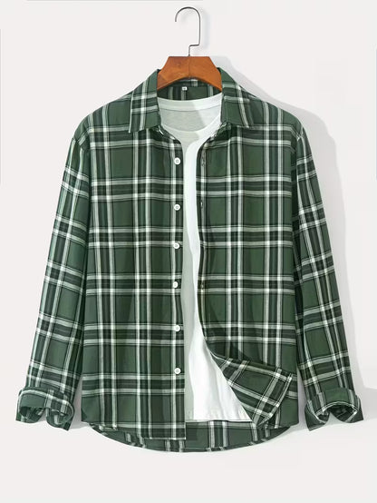 Anoxina Green Plaid Check Men's Full Sleeve Casual Shirt