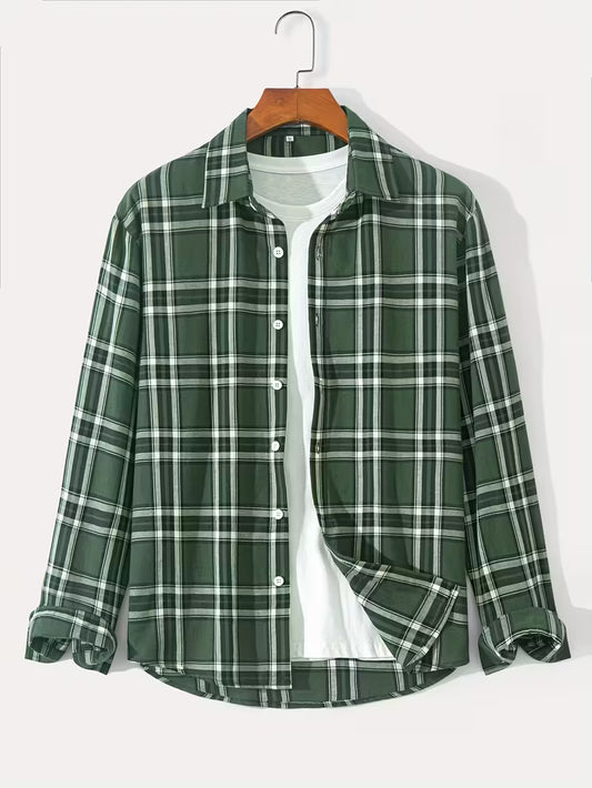 Anoxina Green Plaid Check Men's Full Sleeve Casual Shirt