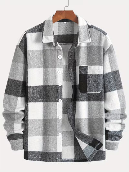 Anoxina Grey & White Buffalo Check Men's Full Sleeve Casual Shirt