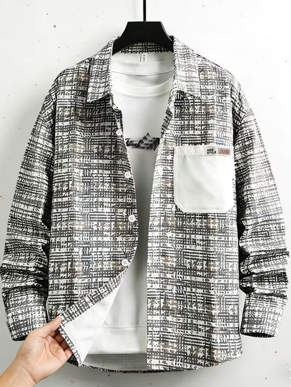 Anoxina White Grey Abstract Print Shirt