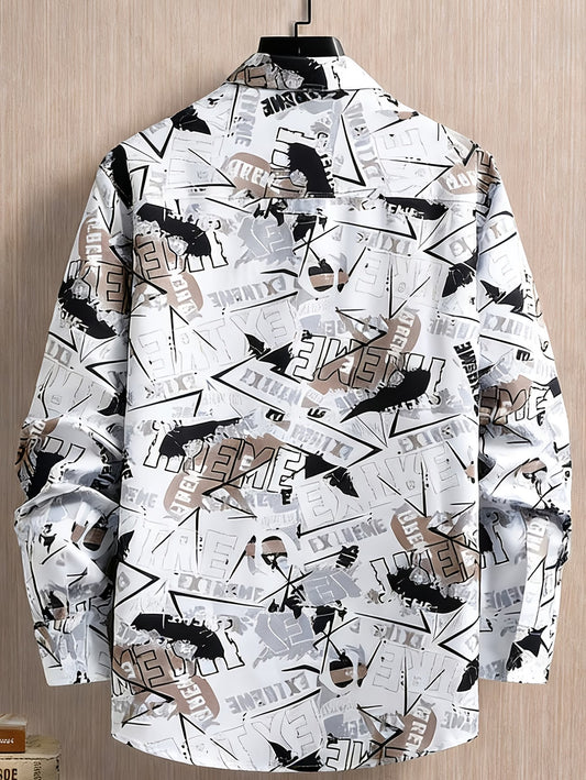 Anoxina White Graphic Print Full Sleeve Shirt