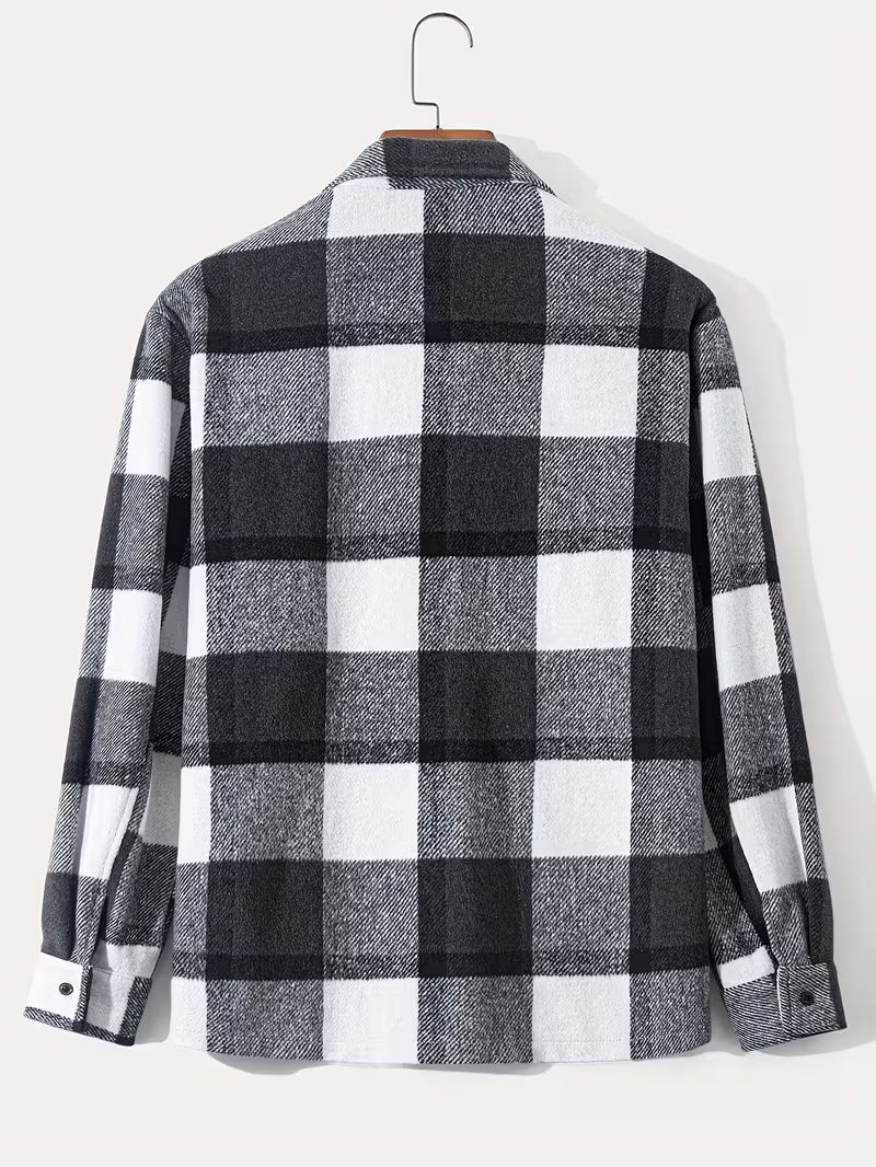 Anoxina Black & White Plaid Check Men's Full Sleeve Casual Shirt