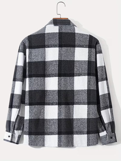 Anoxina Black & White Plaid Check Men's Full Sleeve Casual Shirt