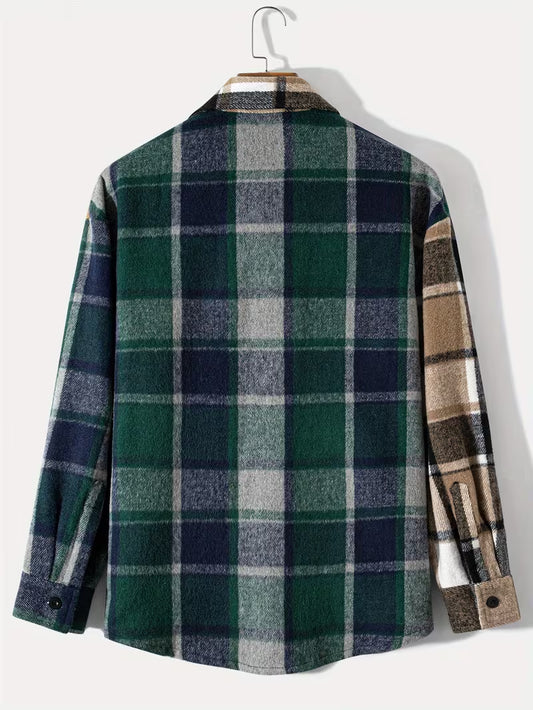 Anoxina Green Beige Check Shirt
