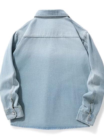 Anoxina Light Blue Denim Men's Full Sleeve Casual Overshirt