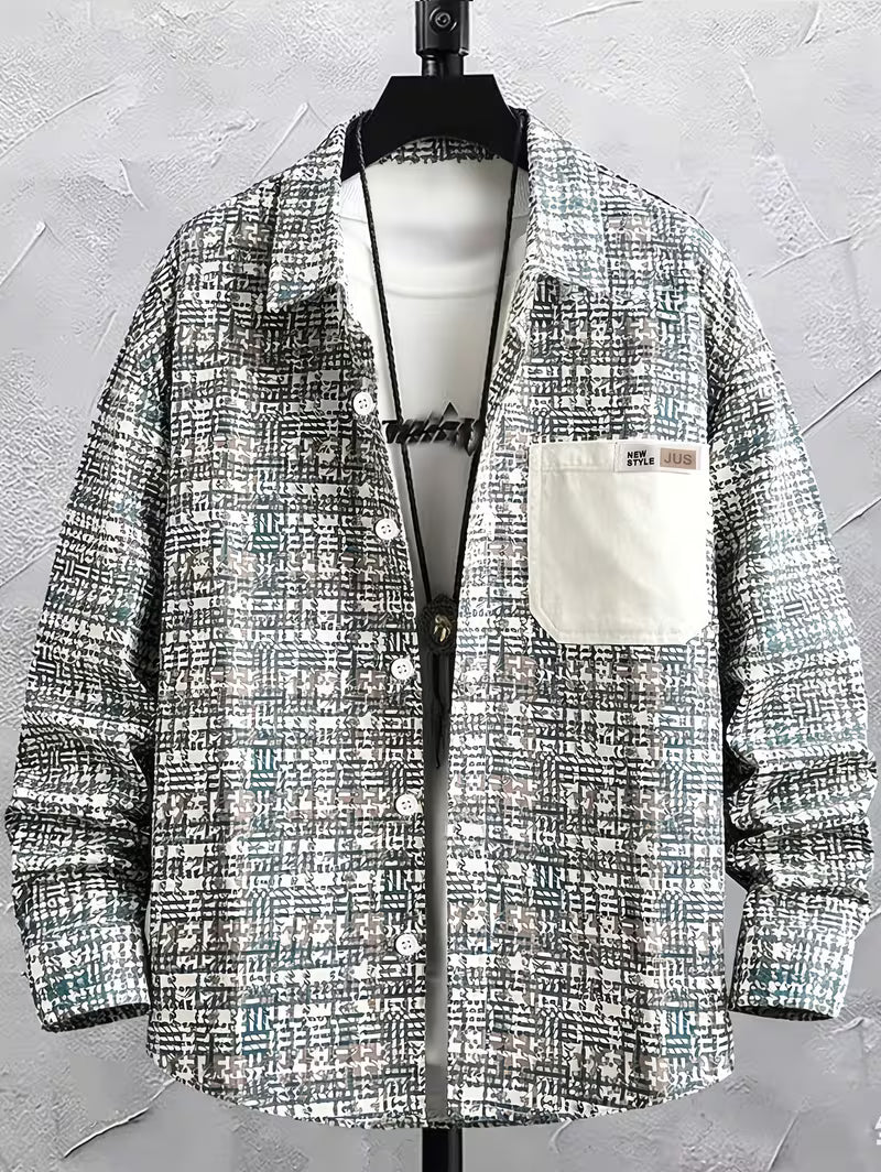 Anoxina White Grey Abstract Print Shirt
