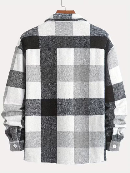 Anoxina Grey & White Buffalo Check Men's Full Sleeve Casual Shirt
