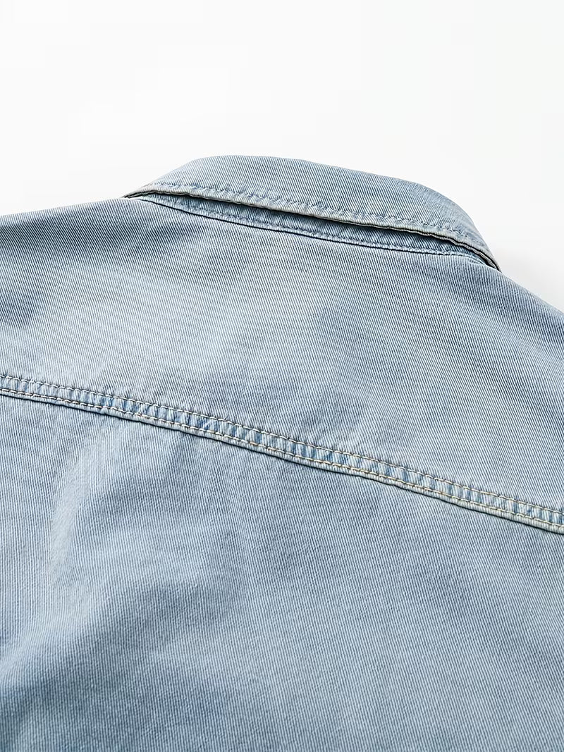 Anoxina Light Blue Denim Men's Full Sleeve Casual Overshirt