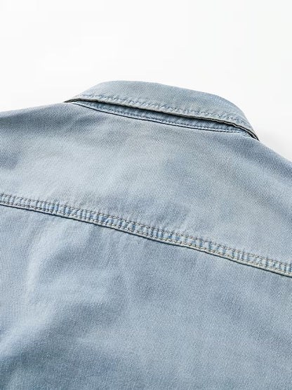 Anoxina Light Blue Denim Men's Full Sleeve Casual Overshirt