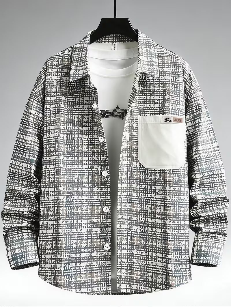 Anoxina White Grey Abstract Print Shirt
