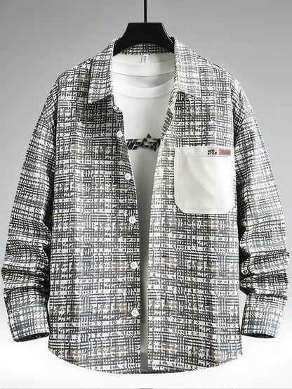 Anoxina White Grey Abstract Print Shirt