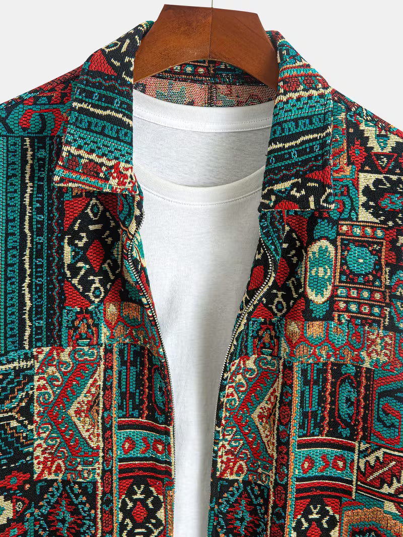 Anoxina Multicolor Tribal Patchwork Men's Full Sleeve Casual Shirt