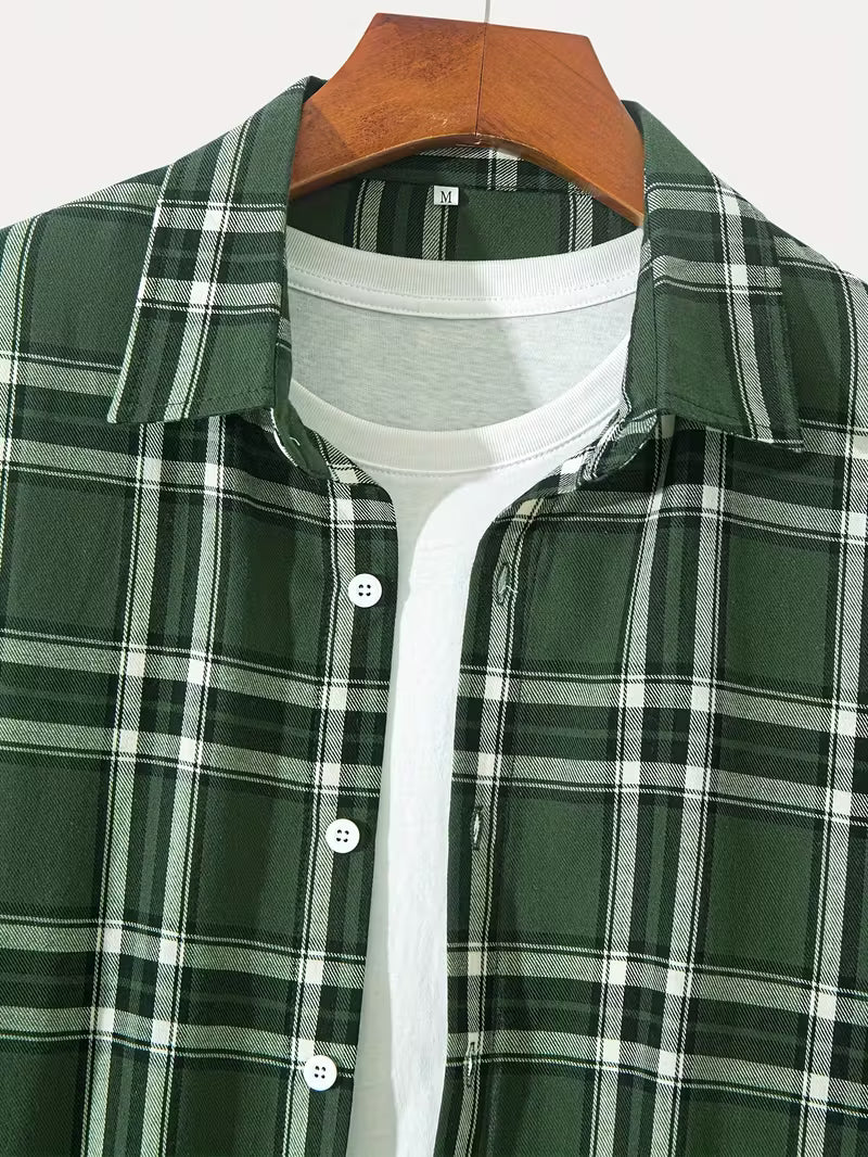 Anoxina Green Plaid Check Men's Full Sleeve Casual Shirt