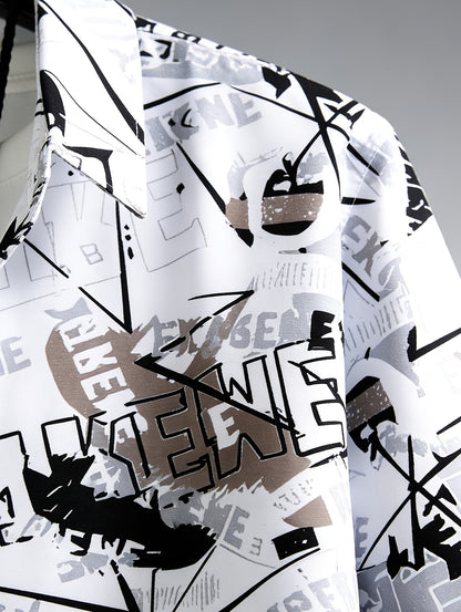 Anoxina White Graphic Print Full Sleeve Shirt