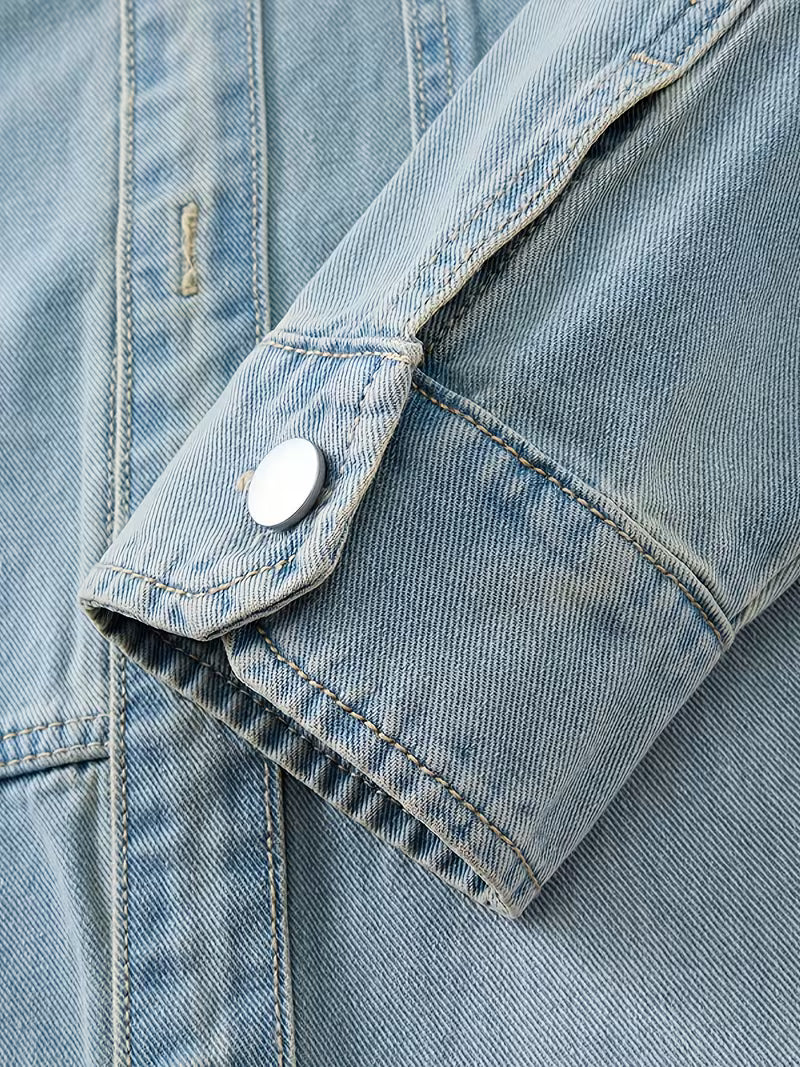 Anoxina Light Blue Denim Men's Full Sleeve Casual Overshirt