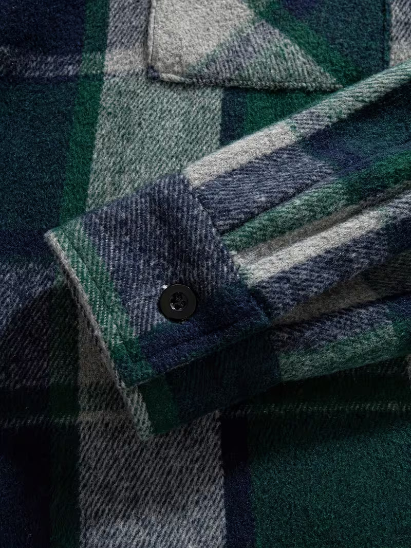 Anoxina Green Beige Check Shirt