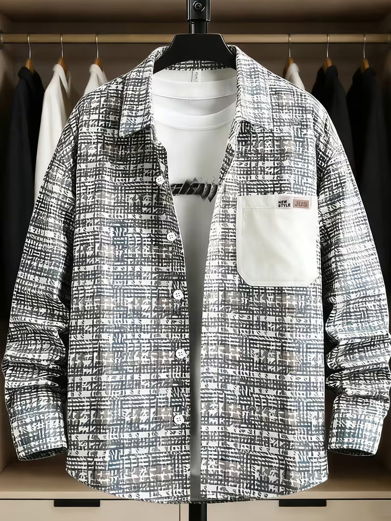 Anoxina White Grey Abstract Print Shirt
