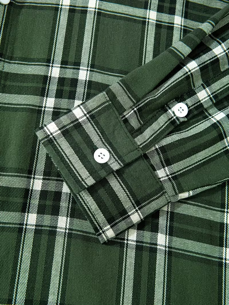 Anoxina Green Plaid Check Men's Full Sleeve Casual Shirt