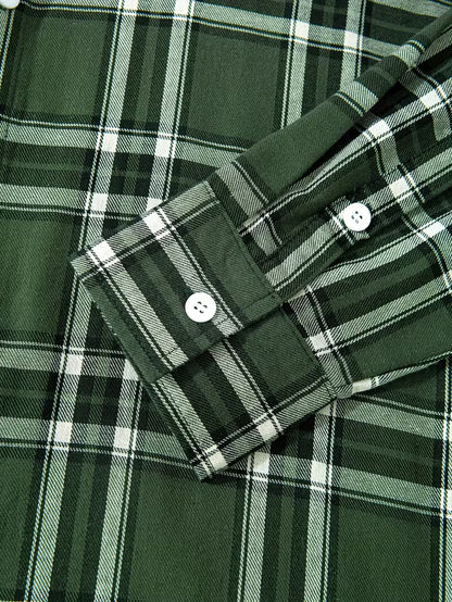 Anoxina Green Plaid Check Men's Full Sleeve Casual Shirt