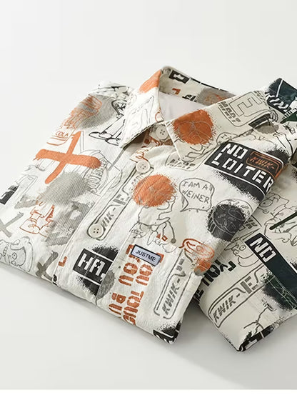 Anoxina White Graffiti Print Shirt