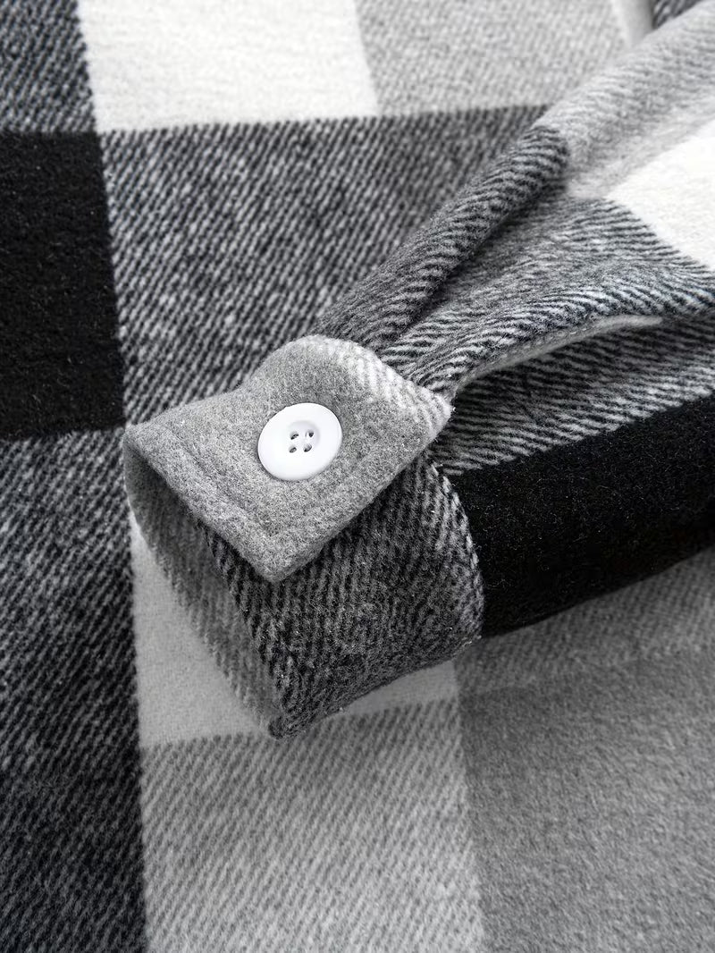 Anoxina Grey & White Buffalo Check Men's Full Sleeve Casual Shirt