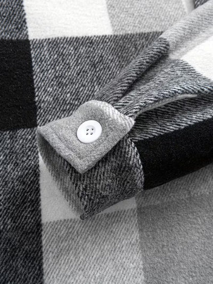 Anoxina Grey & White Buffalo Check Men's Full Sleeve Casual Shirt