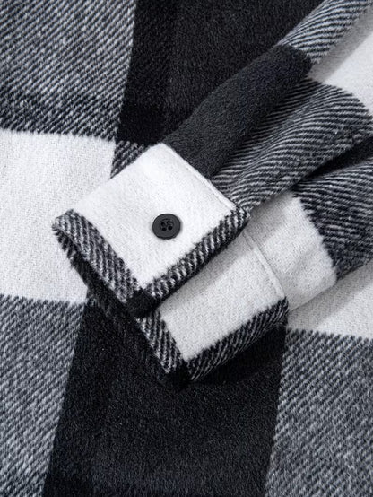Anoxina Black & White Plaid Check Men's Full Sleeve Casual Shirt