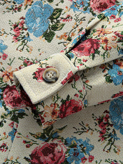 Anoxina Brown Patchwork Print Shirt