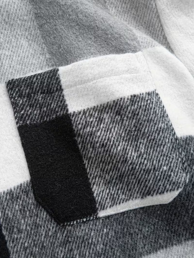 Anoxina Grey & White Buffalo Check Men's Full Sleeve Casual Shirt
