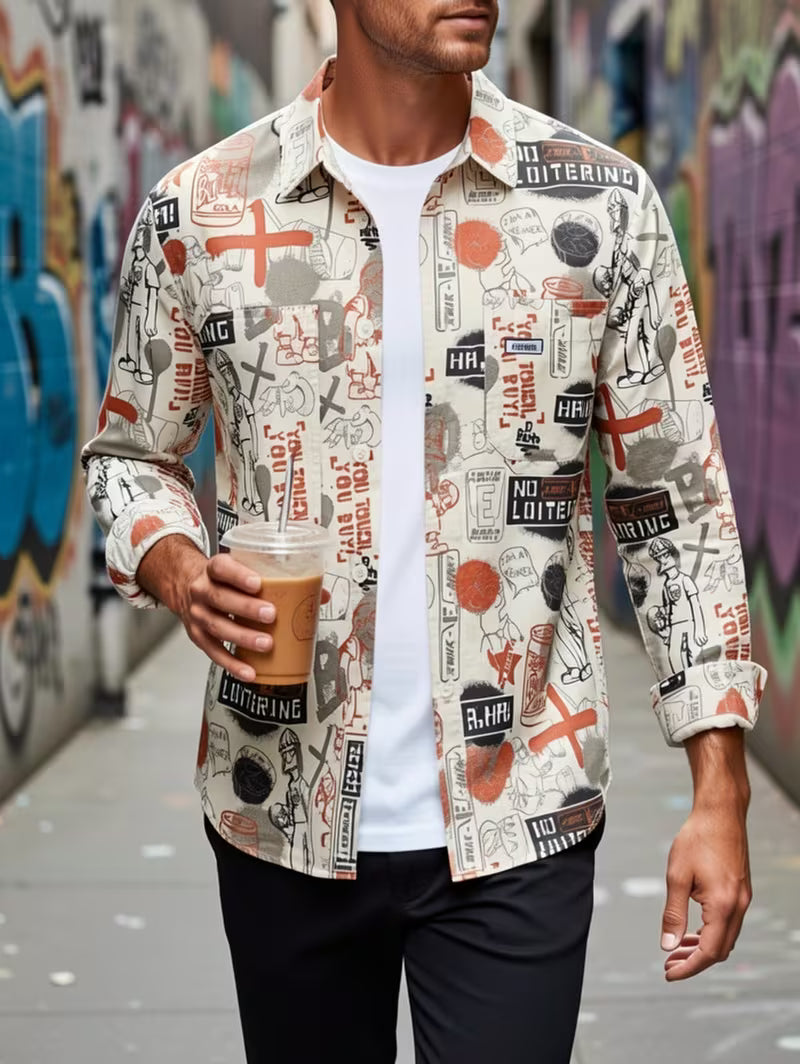 Anoxina White Graffiti Print Shirt