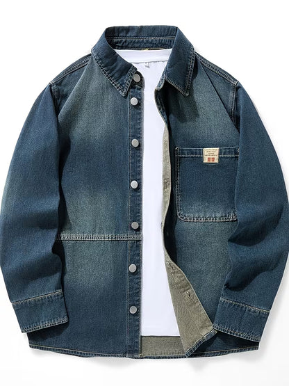 Anoxina Light Blue Denim Men's Full Sleeve Casual Overshirt