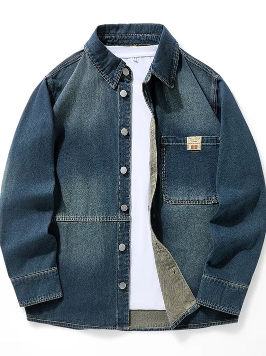 Anoxina Light Blue Denim Men's Full Sleeve Casual Overshirt