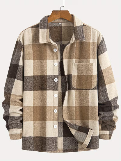 Anoxina Grey & White Buffalo Check Men's Full Sleeve Casual Shirt