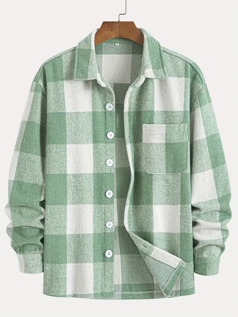 Anoxina Grey & White Buffalo Check Men's Full Sleeve Casual Shirt